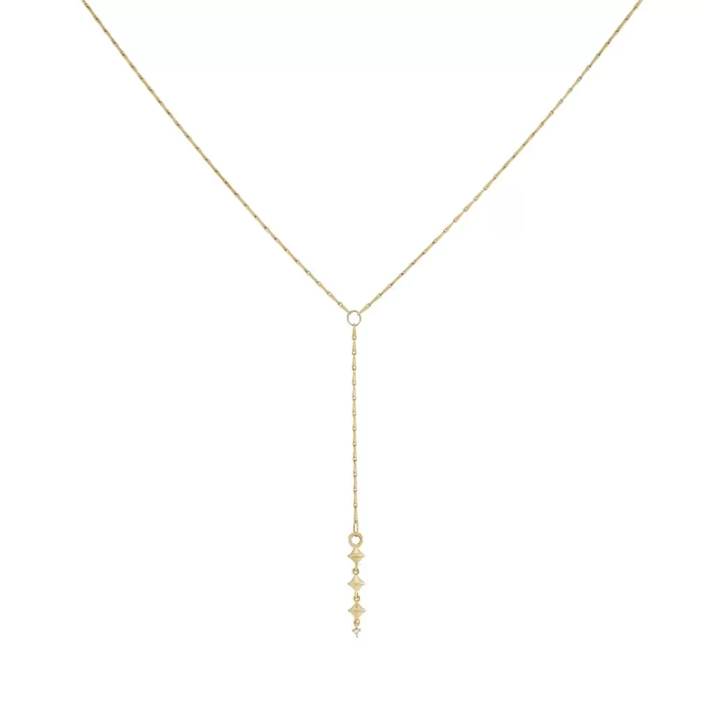 Gold Lillie Chain Necklace with Triple Dala Lantern Lariat Drop