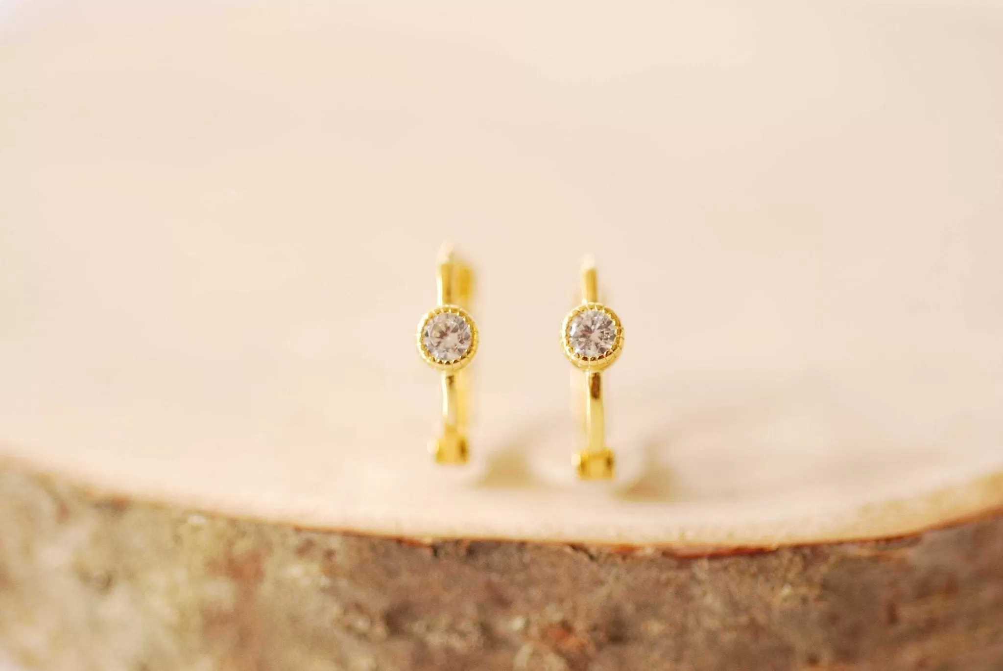 Gold or Sterling Silver Solitaire CZ Huggie Hoop Earrings Minimalist Earrings Dainty Earrings Hoop Cubic Zirconia Hoop Earrings