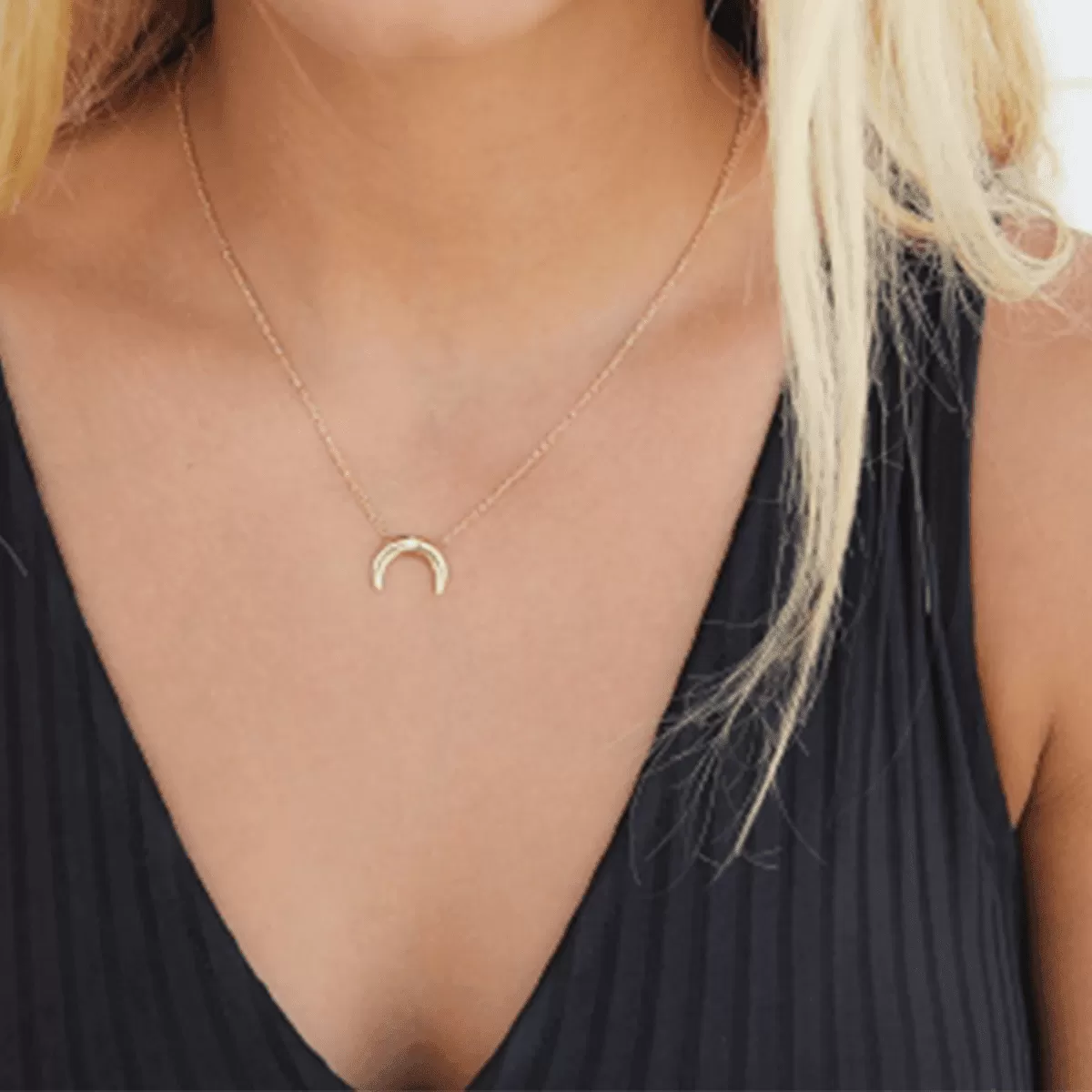 Gold Plated Crescent Moon Pendant