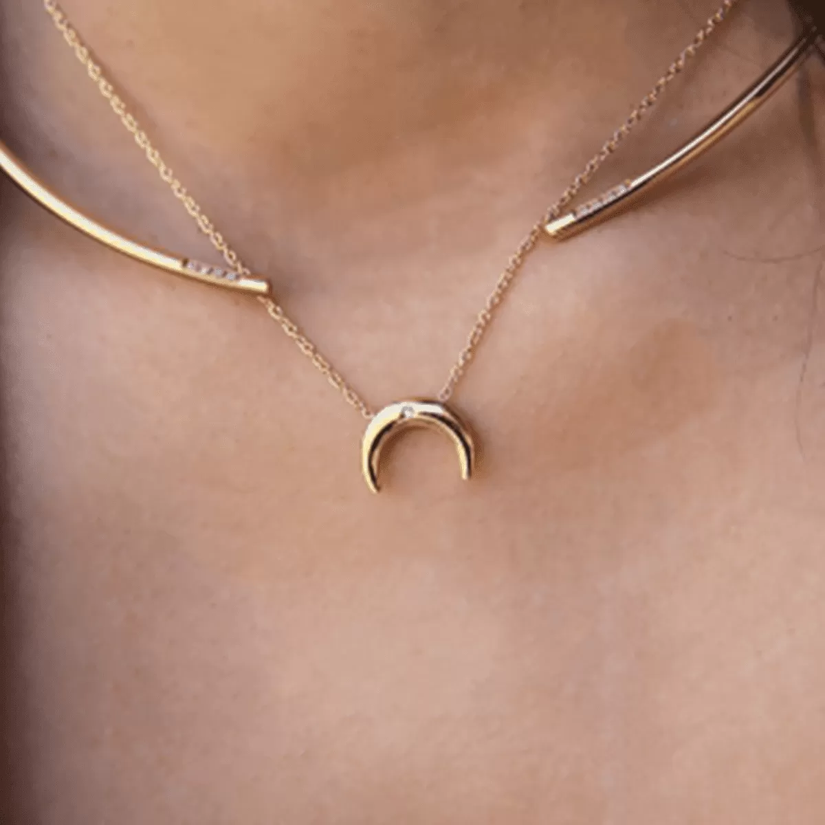 Gold Plated Crescent Moon Pendant