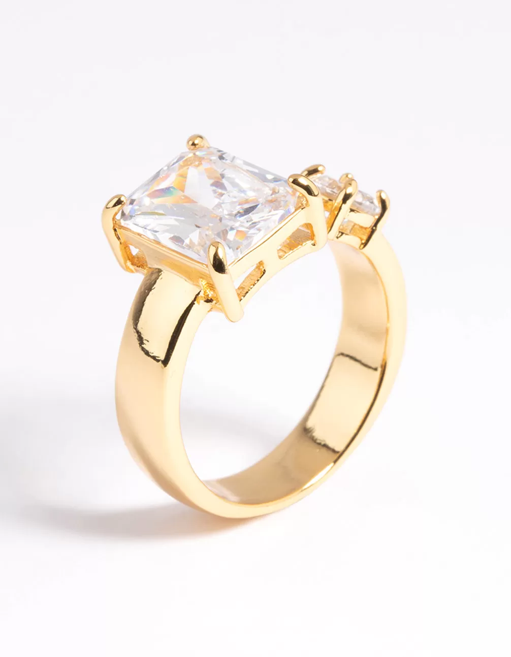 Gold Plated Cubic Zirconia Solitaire Ring