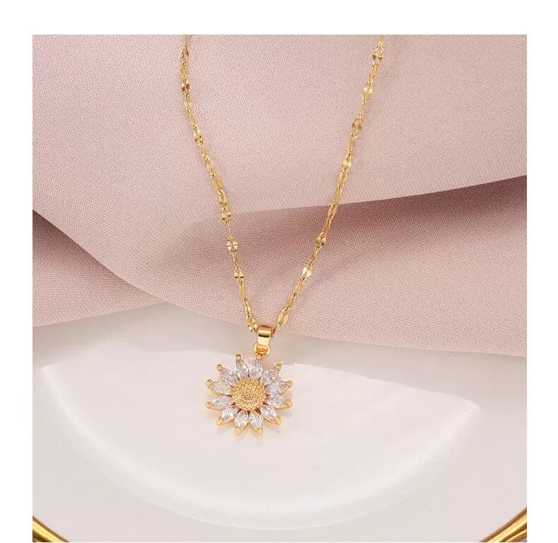 Gold Plated Sunflower Necklace