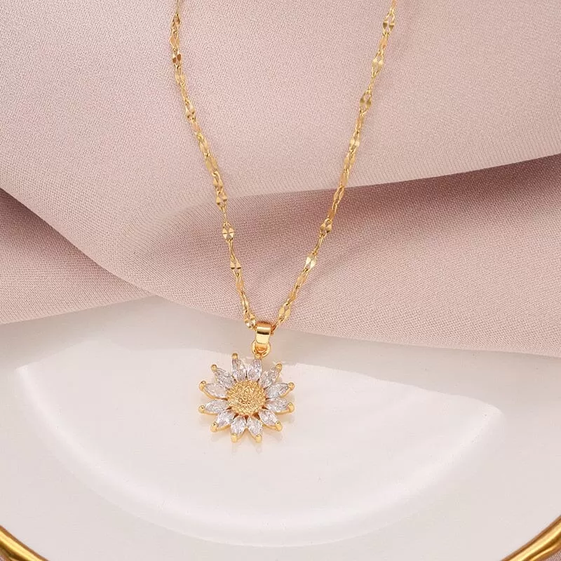 Gold Plated Sunflower Necklace