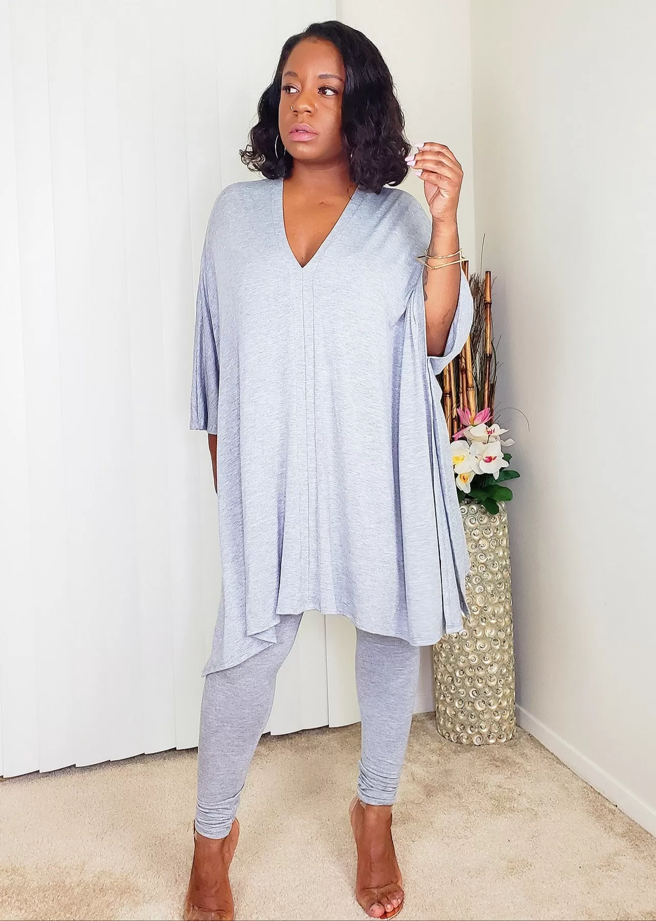 GOOD VIBE -  Cape Top Set (Gray)