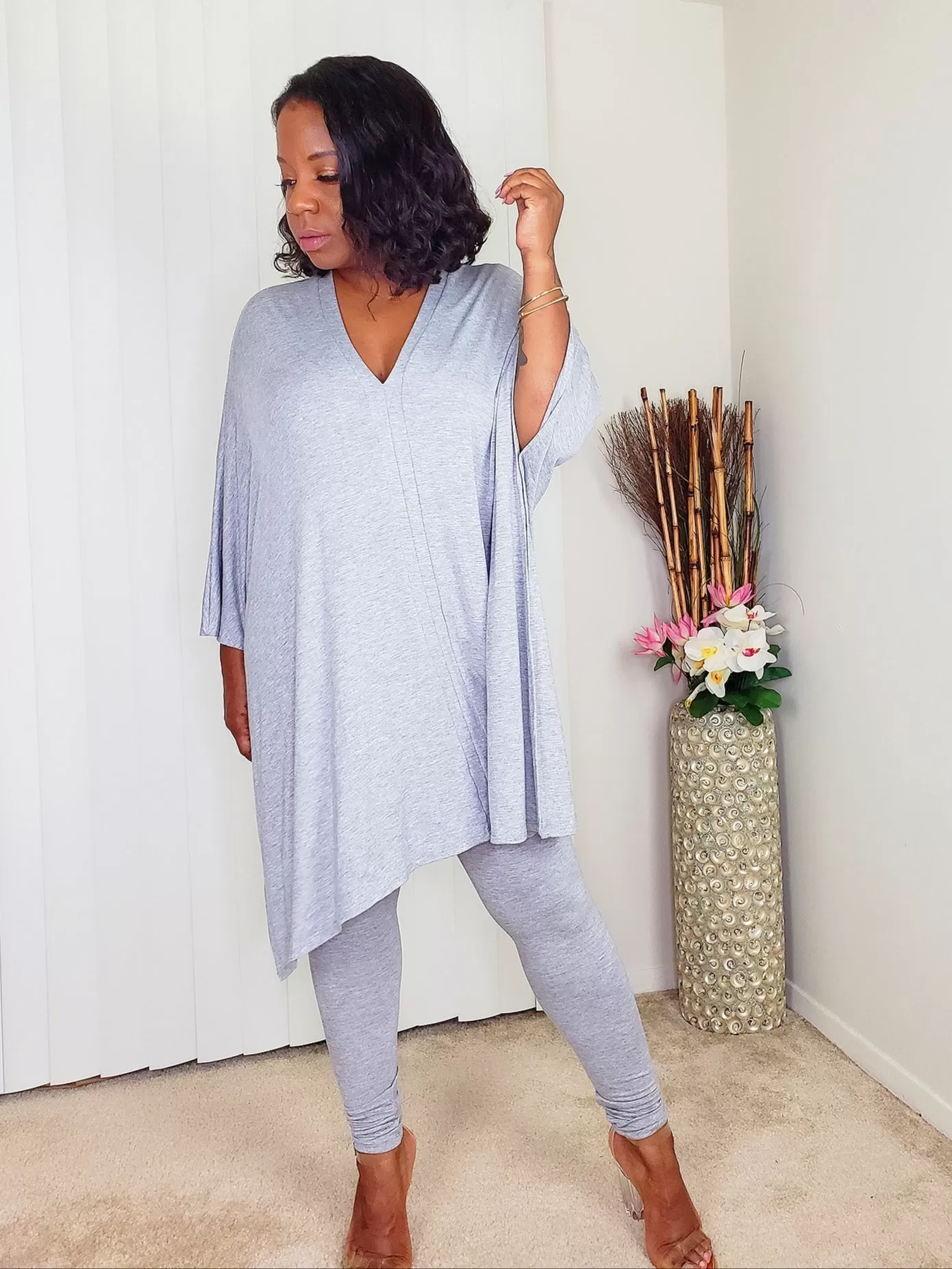 GOOD VIBE -  Cape Top Set (Gray)