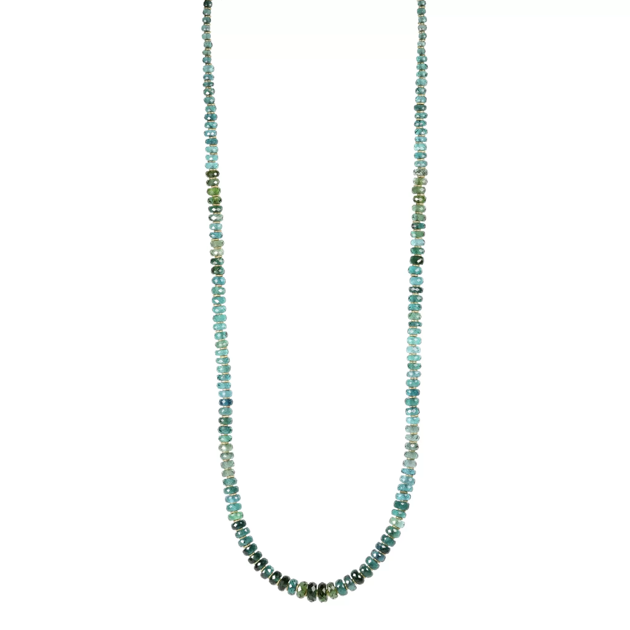 Graduated Blue-Green Tourmaline Faceted Beaded Necklace