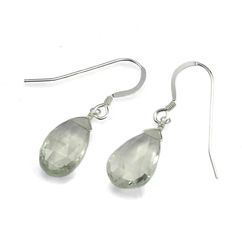 Green Amethyst Earrings with Sterling Silver French Ear Wires 2