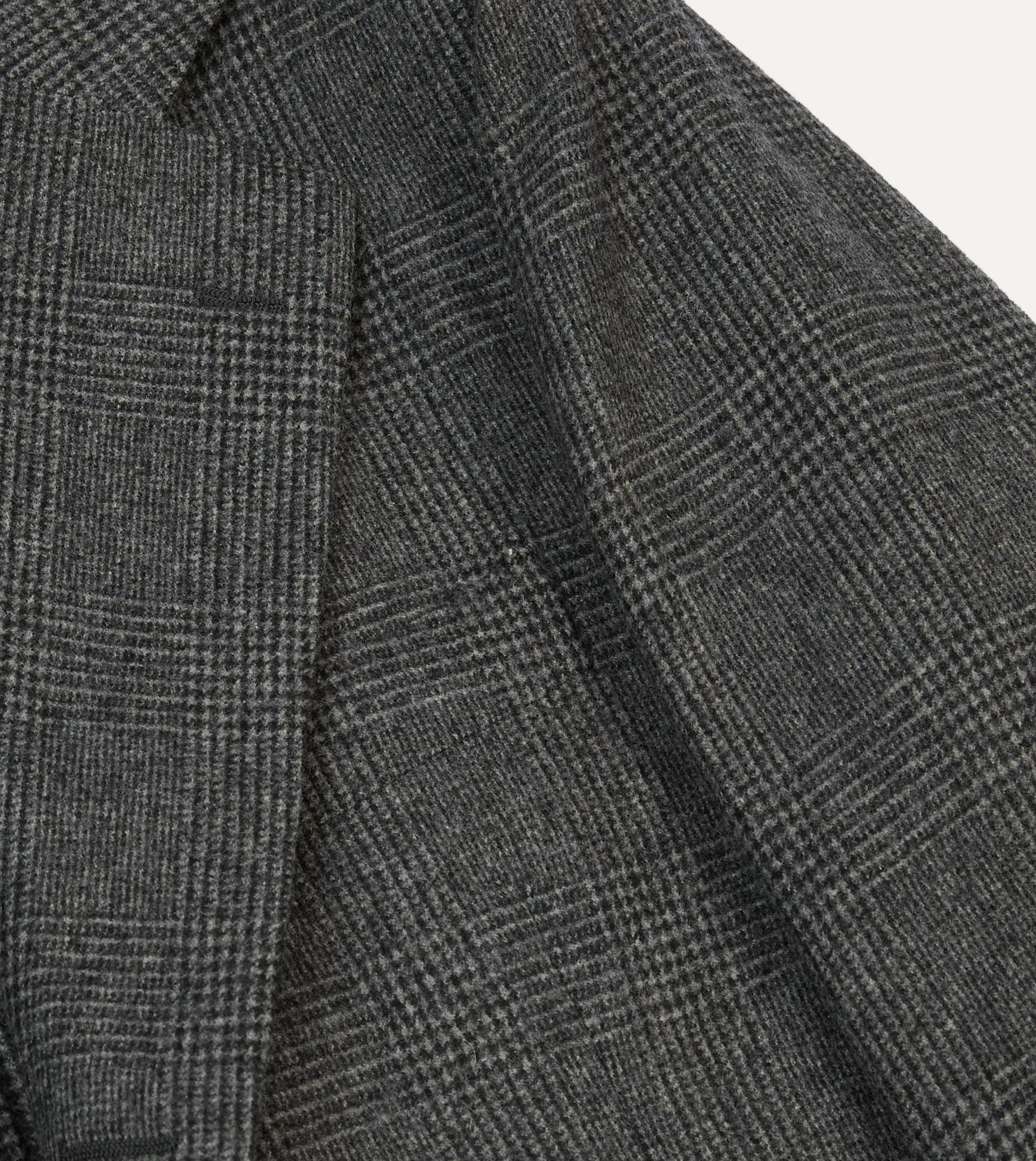 Grey Prince of Wales Check Wool Flannel Tailored Jacket