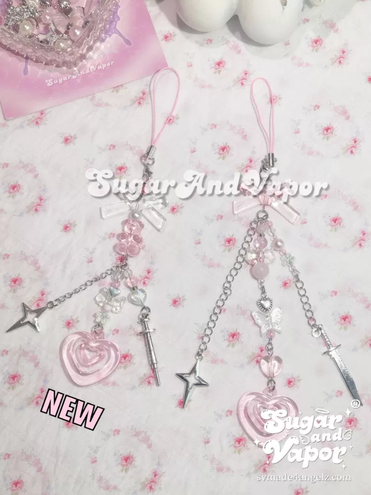 Handmade Pink Lolita Beaded Book/Key/Phone Charms