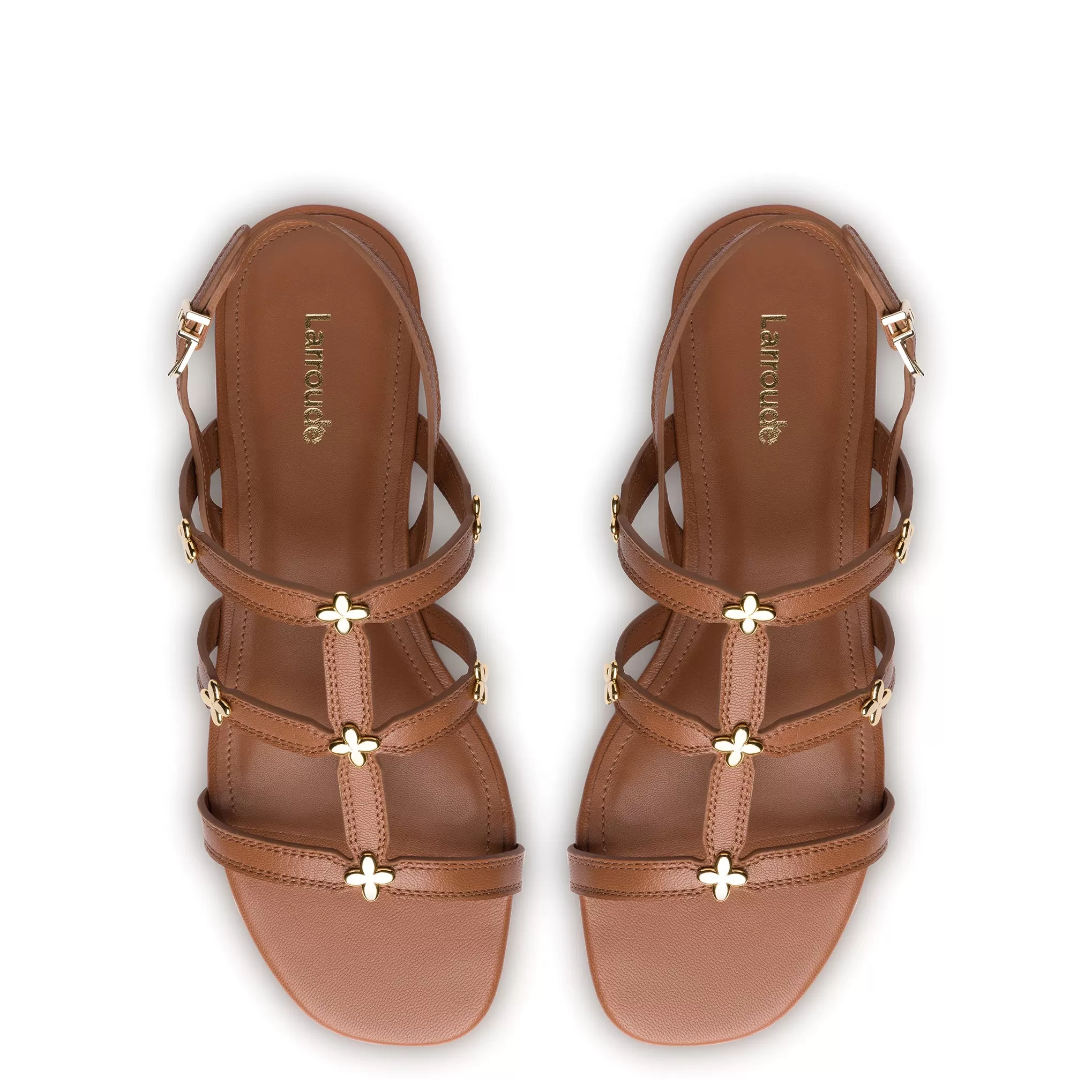 Harmony Flat Sandal In Caramel Leather