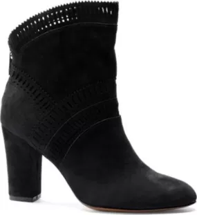 Isola Women's •Evoda• Suede Laser Cut Mid Bootie Black 8M