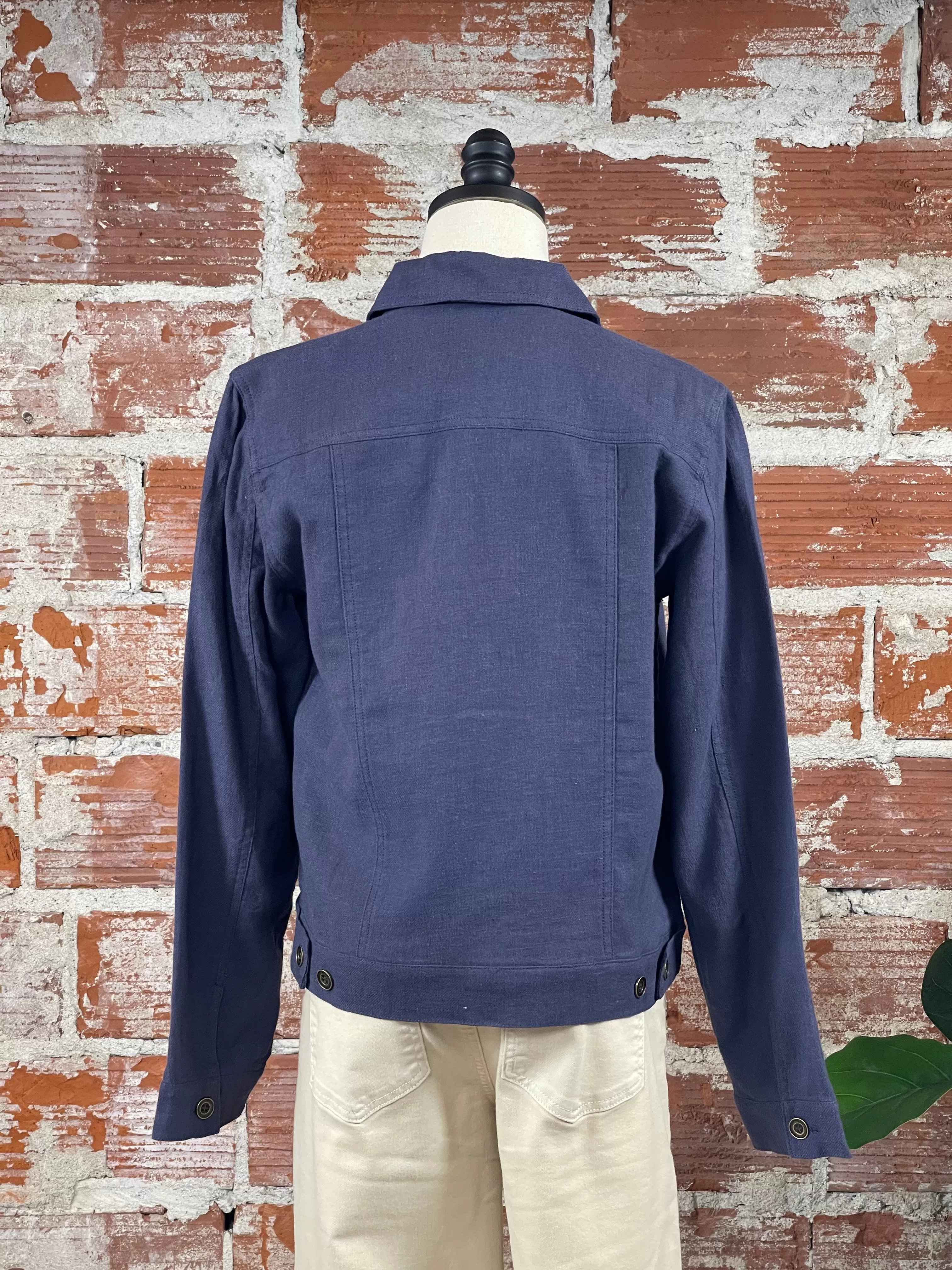 Kennedy Linen Jacket in Navy Blue