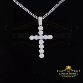 King Of Bling's 2.0ct VVS D Moissanite White Sterling Silver Charm Cross Pendant Men's & Women's