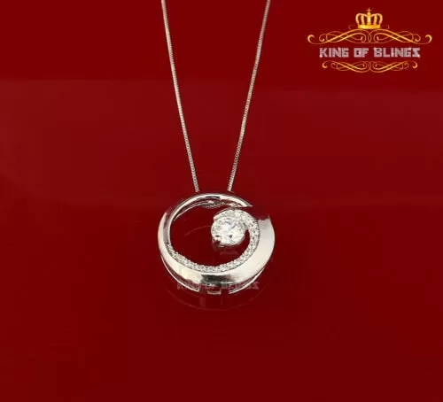 King Of Bling's Fancy Circle Shape 2.50ct Sterling Silver White Pendant Cubic Zirconia Stone