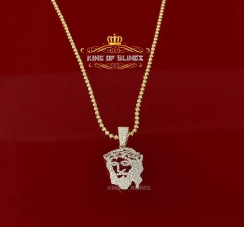 King Of Bling's King of Bling Jesus Face Sterling White Silver Pendant 0.90ct Cubic Zirconia