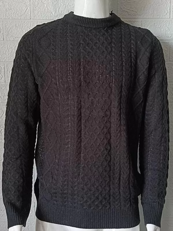 Knitted Round Neck Cable Men Pullover Sweater