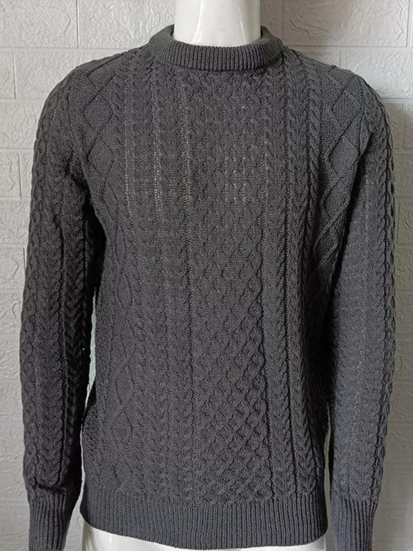 Knitted Round Neck Cable Men Pullover Sweater