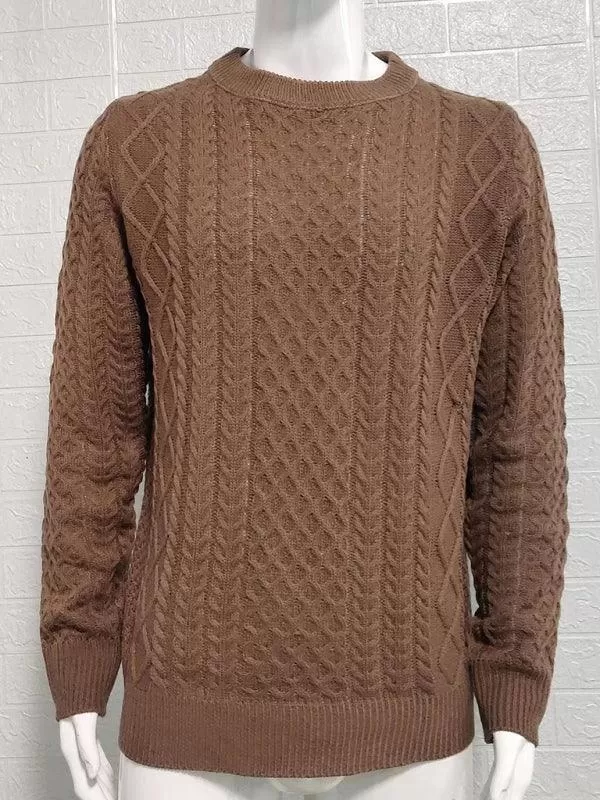 Knitted Round Neck Cable Men Pullover Sweater