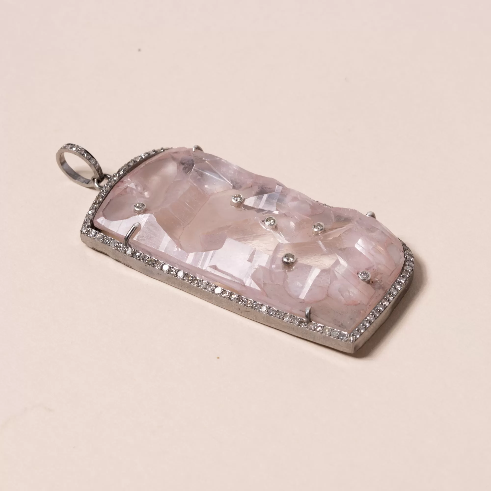 Lab Pink Sapphire with Diamonds Pendant