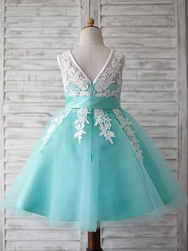 Lace Sleeveless Knee LengthFlower Girl Dresses Princess Silhouette Kids Party Dresses