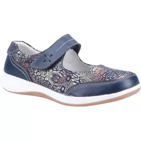 Ladies Fleet & Foster Shoes Strap Over Navy Lightweight Laura