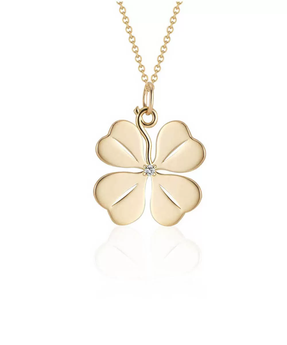 Large Four Leaf Clover Pendant, Diamond