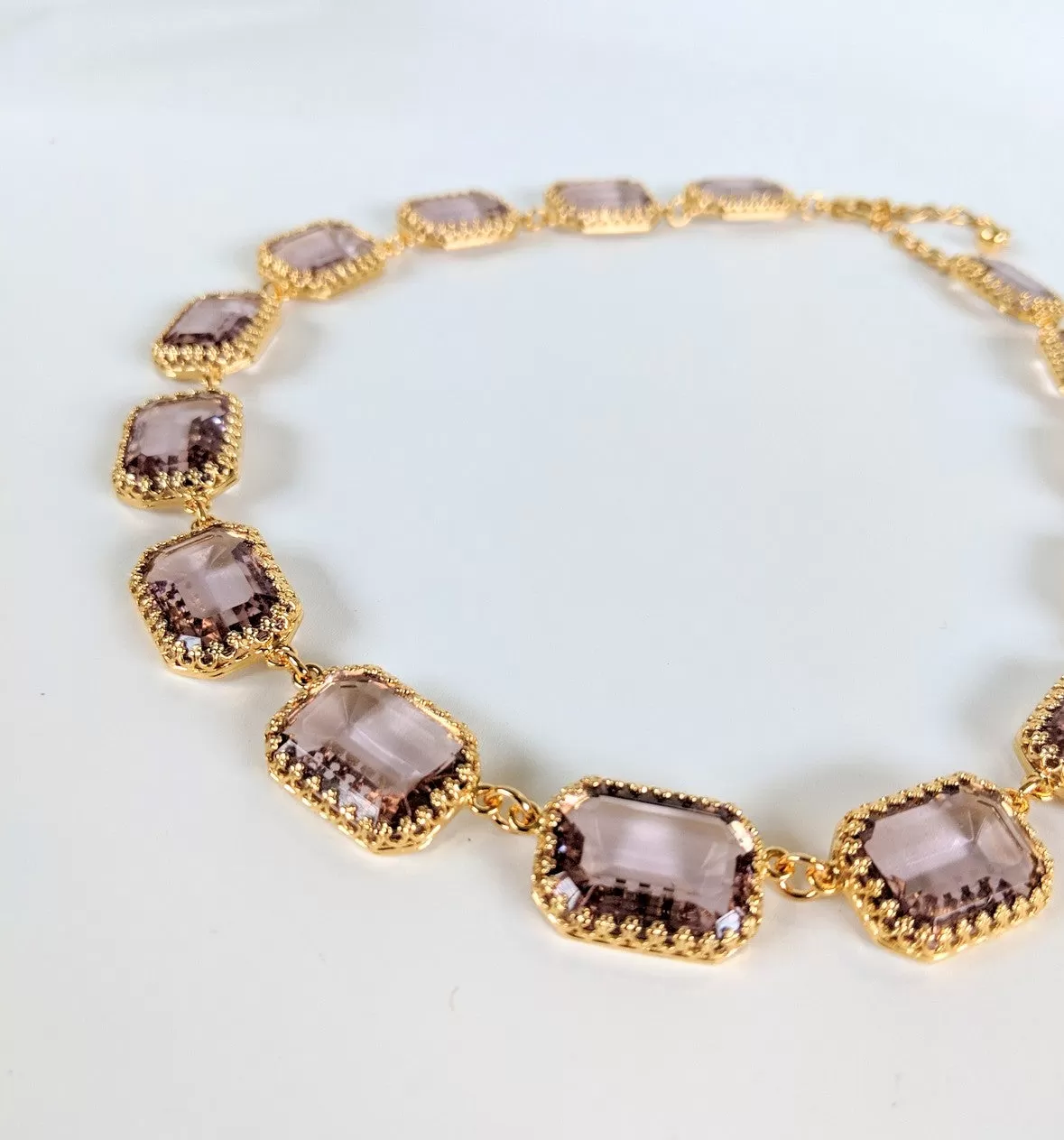 Large Octagon Light Amethyst Riviere Necklace