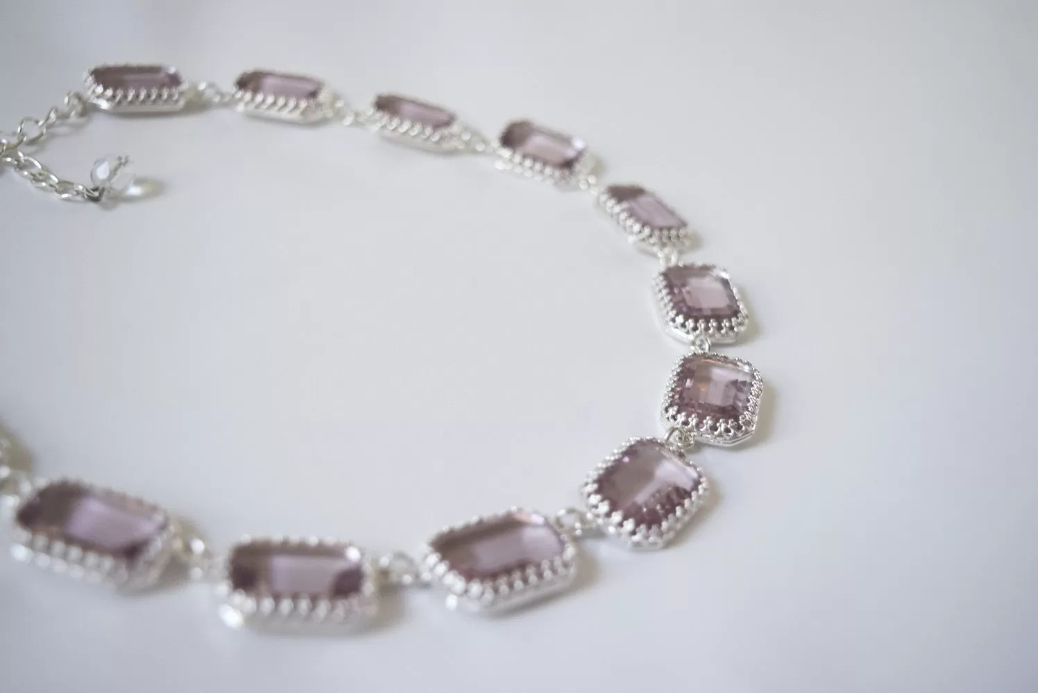 Large Octagon Light Amethyst Riviere Necklace