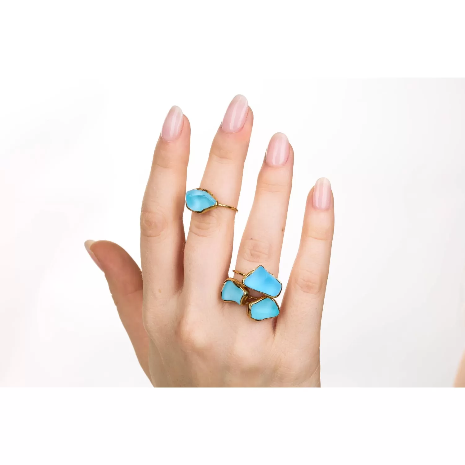 Large Raw Sky Blue Topaz Statement Ring