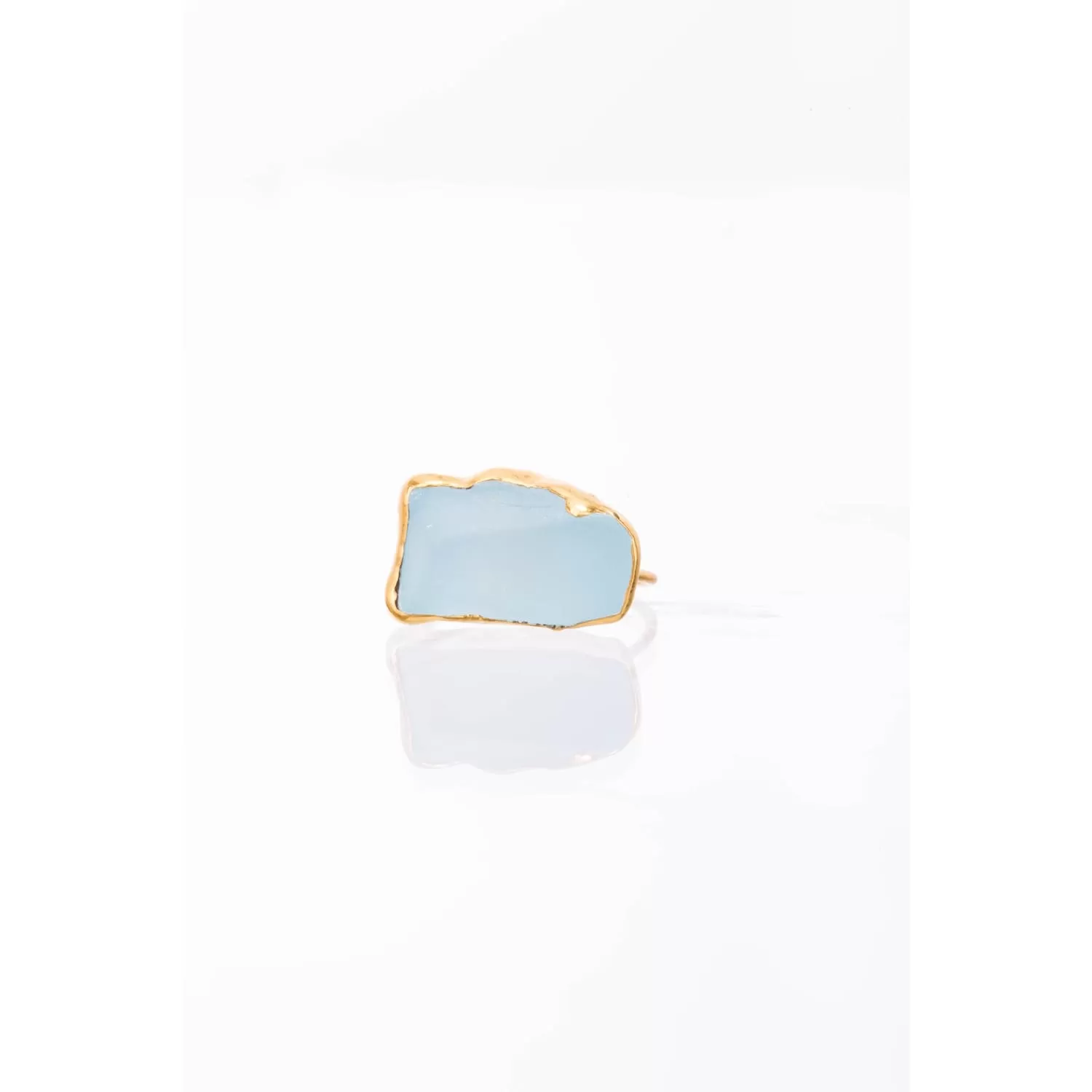 Large Raw Sky Blue Topaz Statement Ring