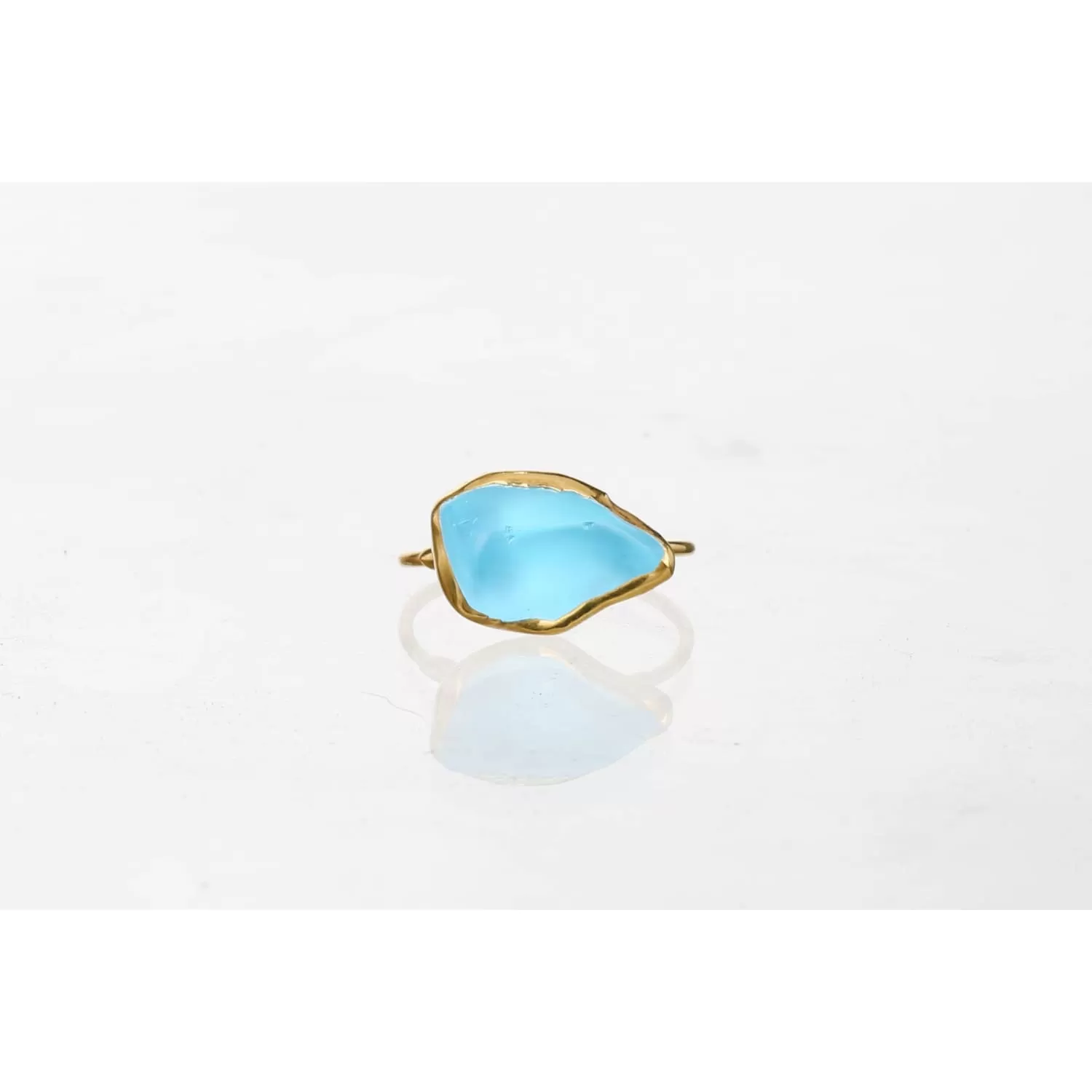 Large Raw Sky Blue Topaz Statement Ring