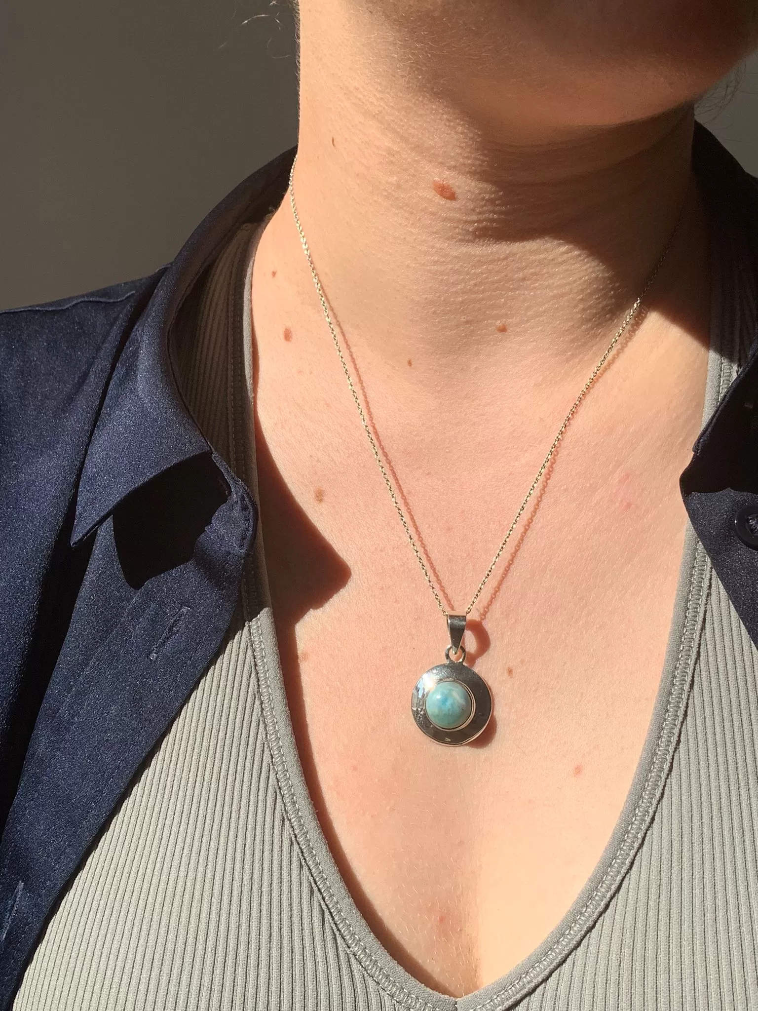 Larimar Medea Pendant - Small Round