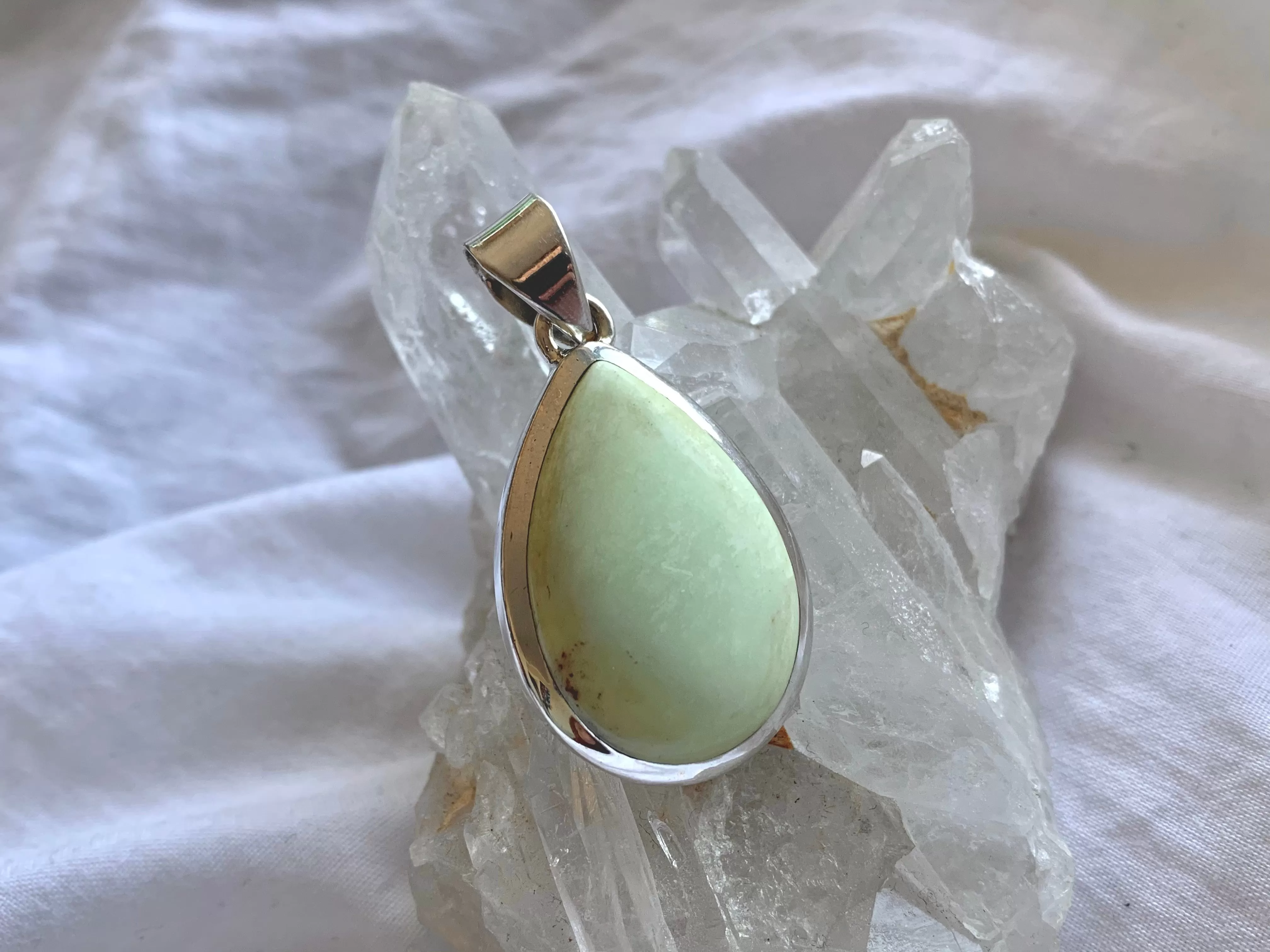 Lemon Chrysoprase Naevia Pendant - Large Teardrop