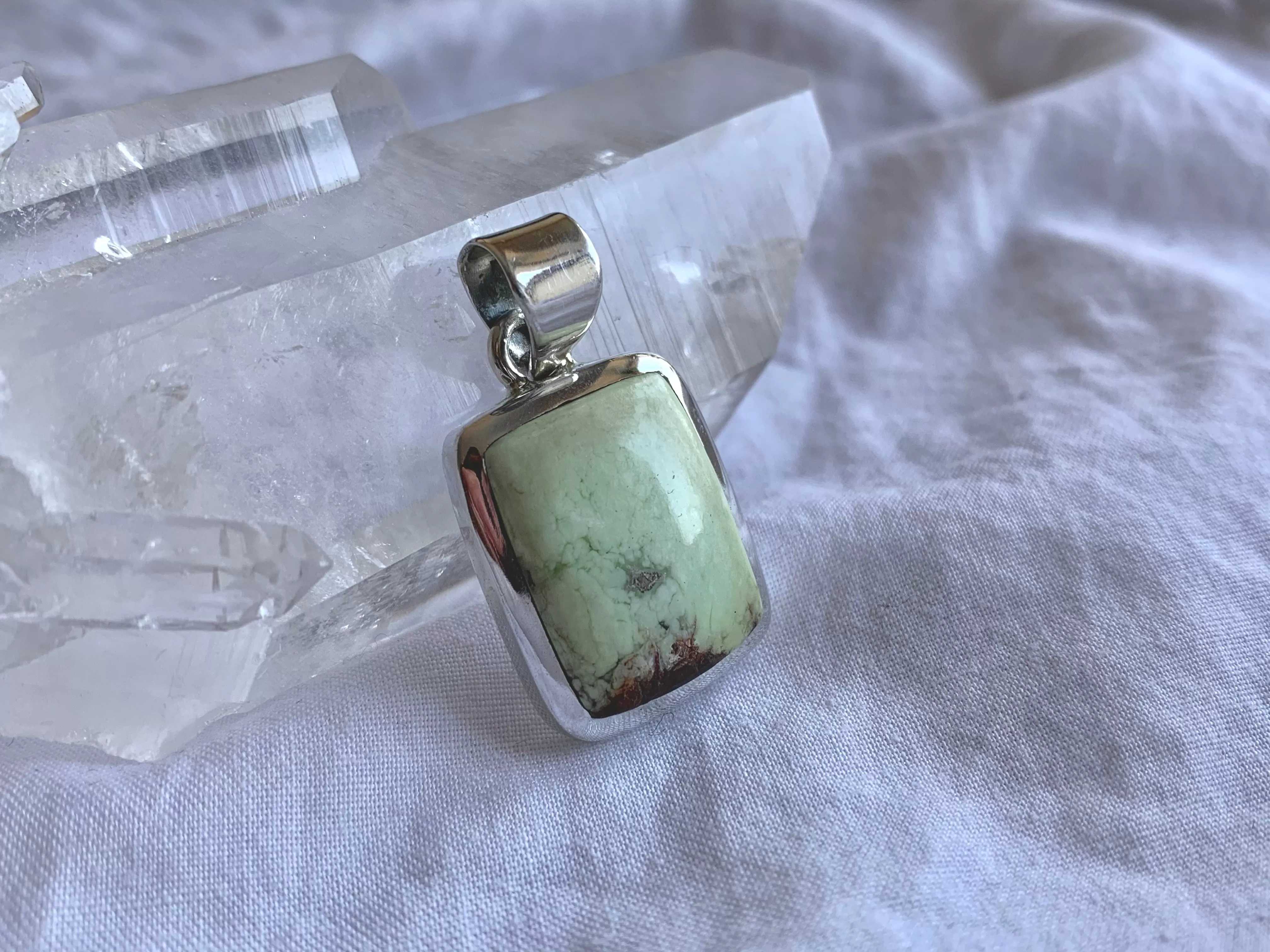 Lemon Chrysoprase Naevia Pendant - Rectangle