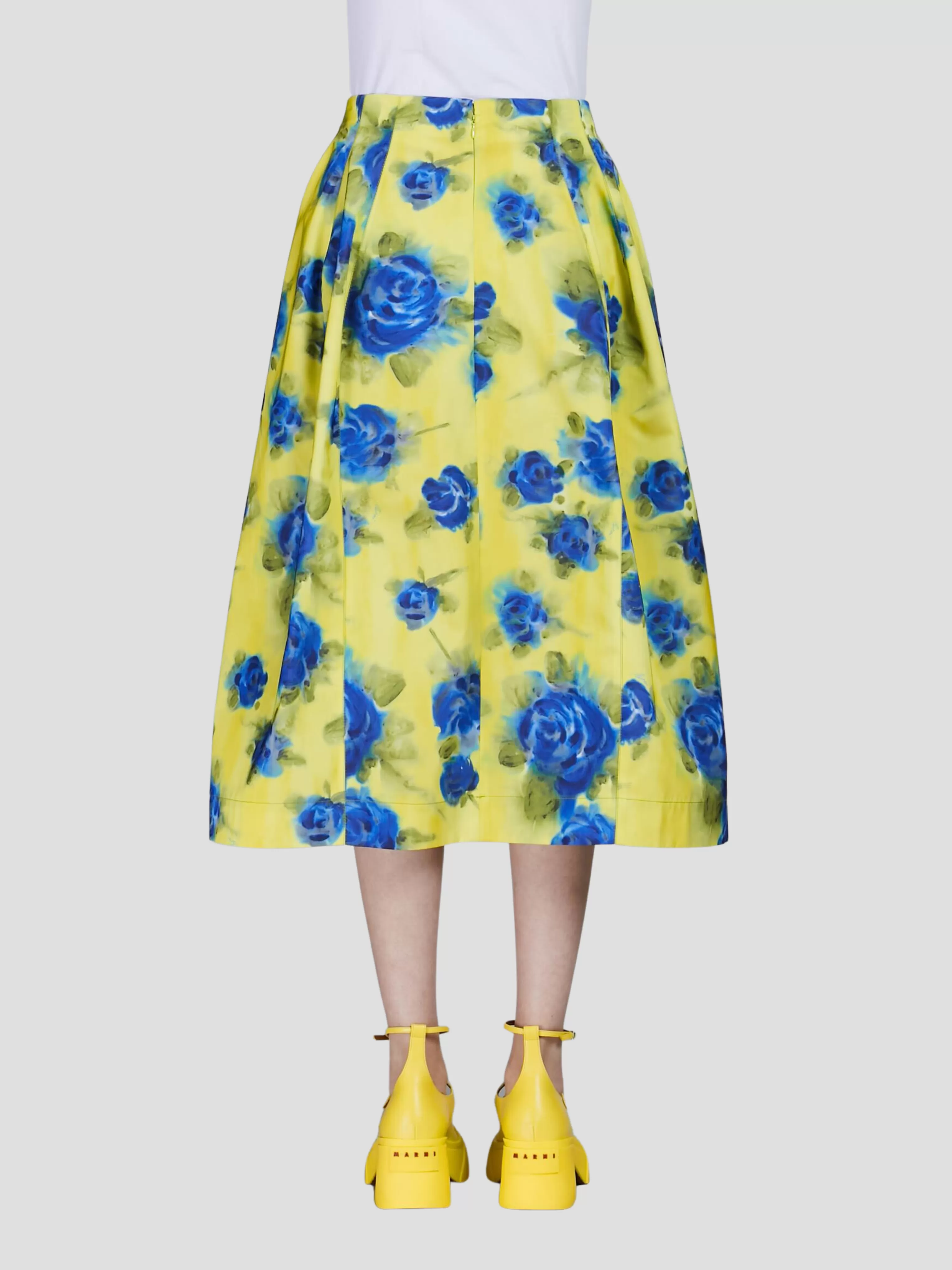 Lemonade Floral A-Line Midi Skirt