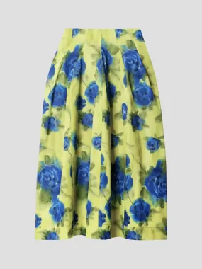 Lemonade Floral A-Line Midi Skirt