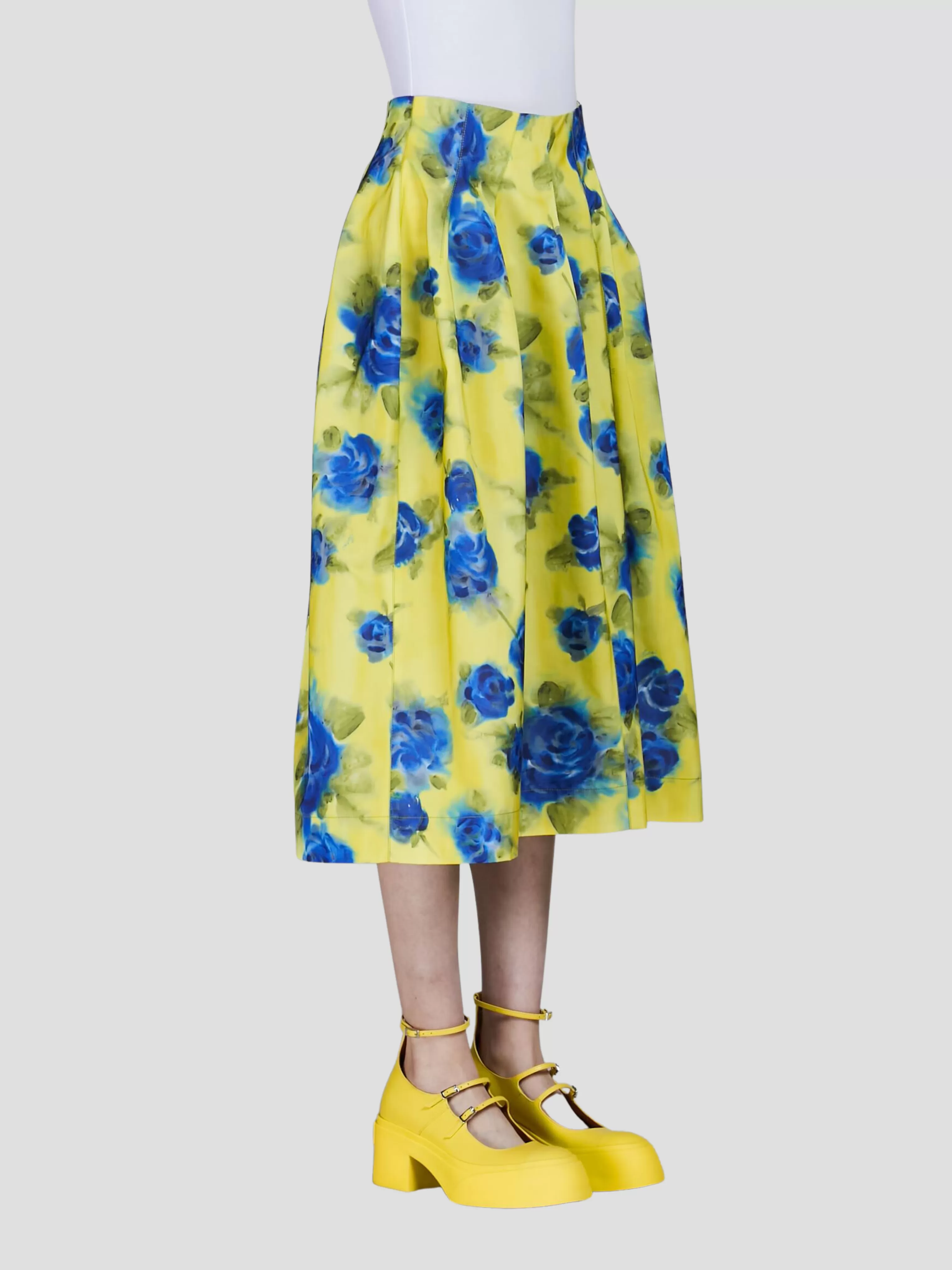 Lemonade Floral A-Line Midi Skirt