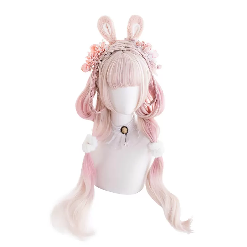 LOLITA PASTEL PINK GRADIENTLONG CURLY COS WIG BY00441