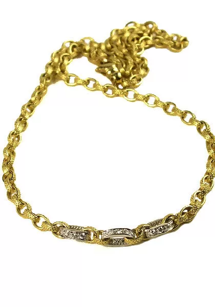 Marchisio 18" Yellow Gold & Diamond Link Chain