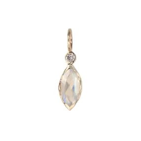 Marquise Faceted Moonstone Talisman Pendant with Diamond Detail