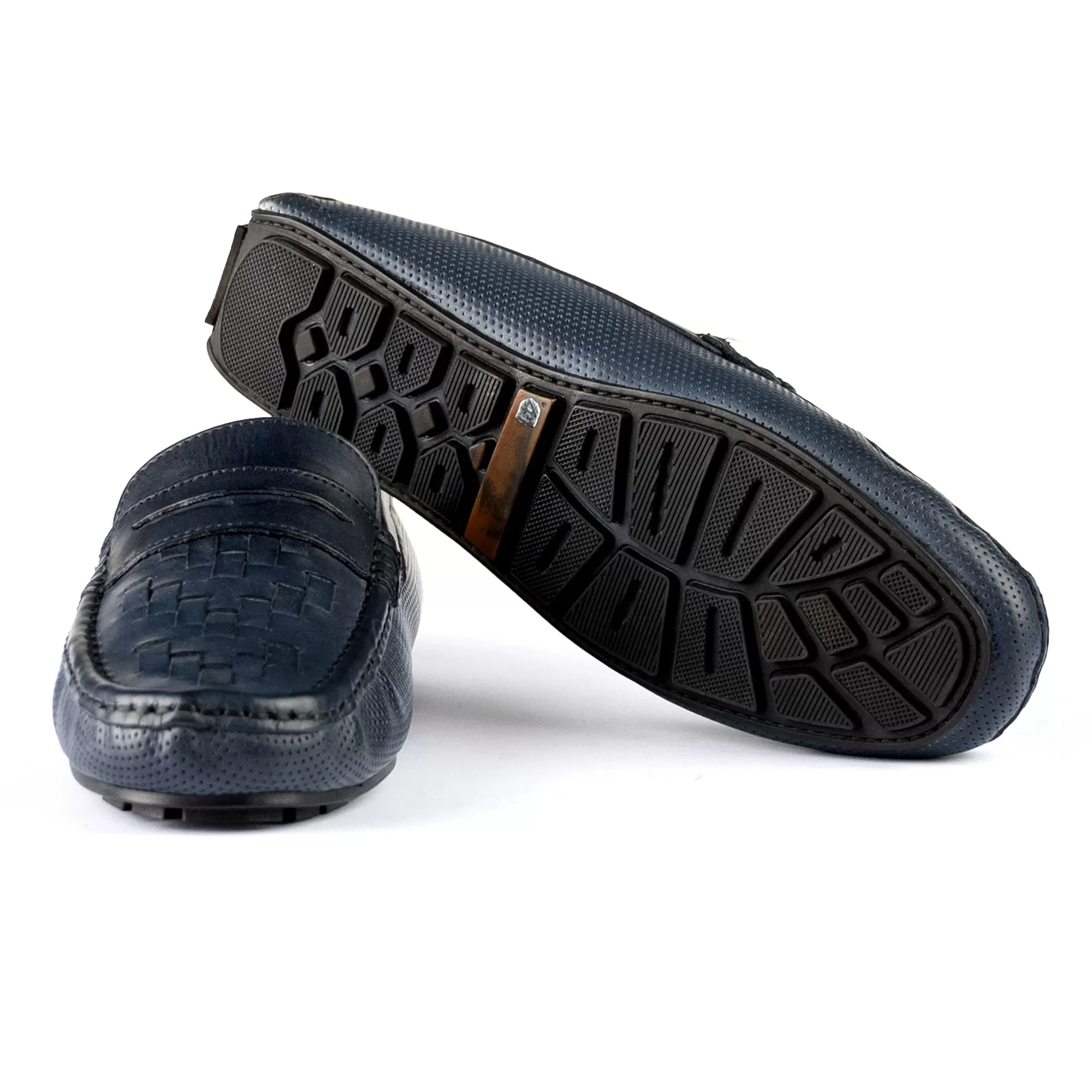 Mat Patterned Moccasin-Navy