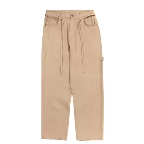 MONITALY DROP CROTCH PAINTER PANTS LINEN KHAKI