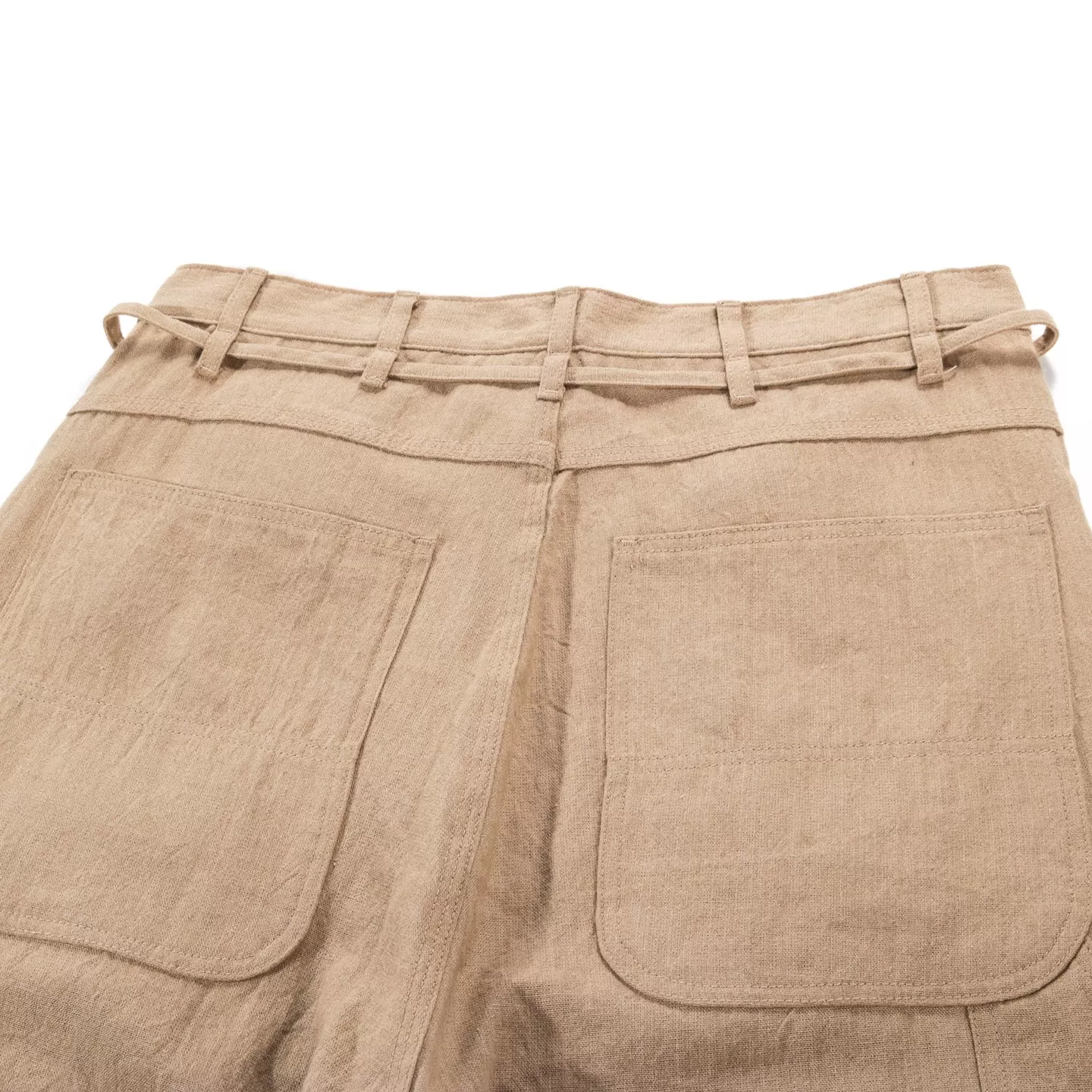 MONITALY DROP CROTCH PAINTER PANTS LINEN KHAKI