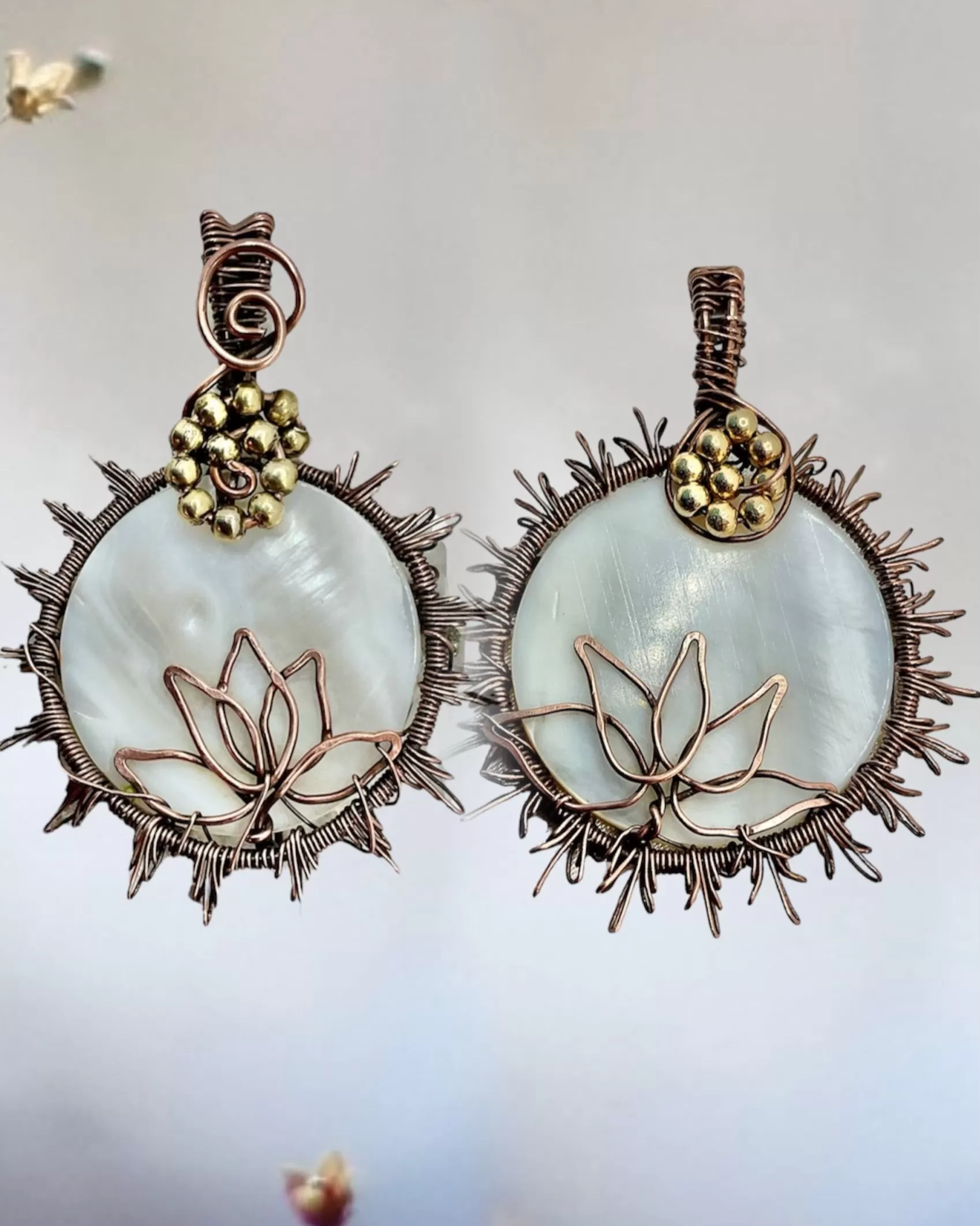 Mother of Pearl Lotus Sun Pendants