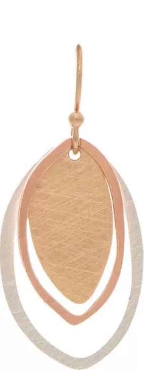 Multi Metal Oval Layers Brass Earrings