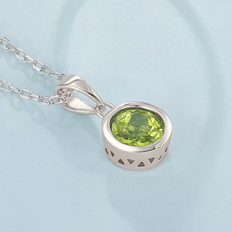 Natural Peridot Bezel Setting Pendant Necklace