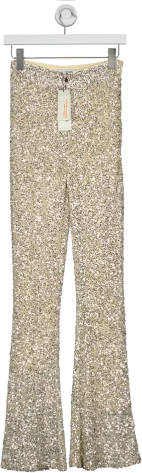 Never Fully Dressed Metallic Sequin Flared Trousers UK 8