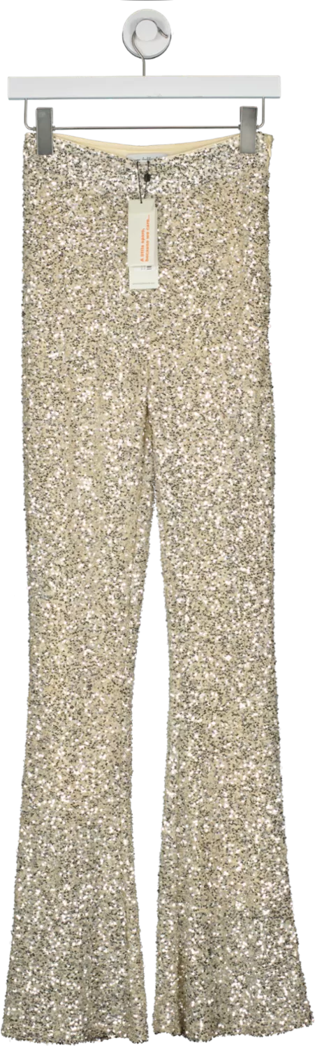 Never Fully Dressed Metallic Sequin Flared Trousers UK 8