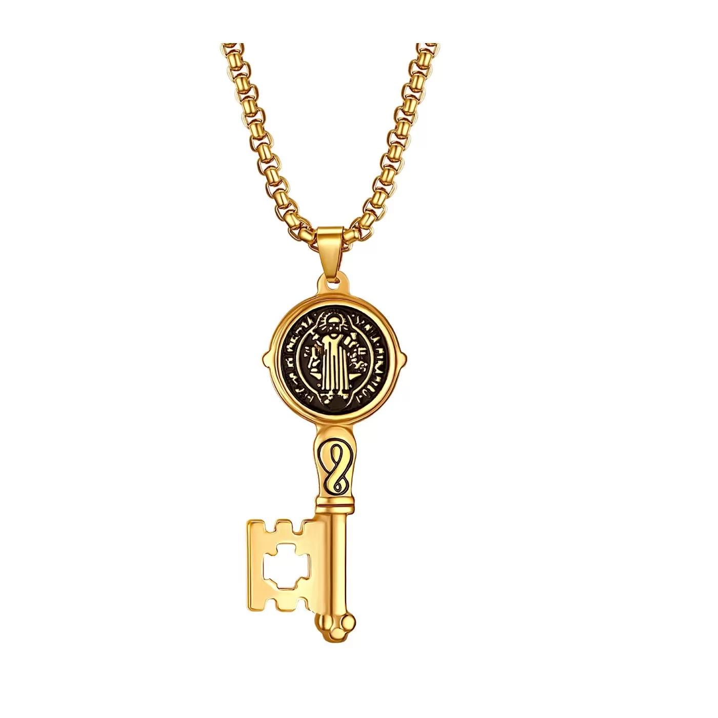 New Gold Key Suspension Stainless Steel Pendant Punk Necklace For Men