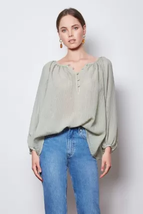 Optimum Button Floaty Sage Blouse